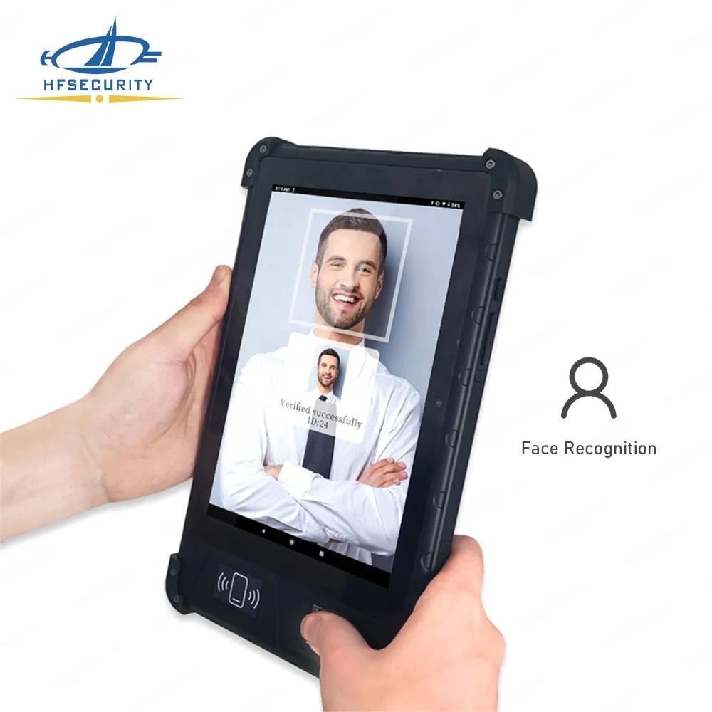 

HF-Security FP08 Black Rugged Dual Camera 4G Wifi GPS Android System Time Attendance Biometric Fingerprint Tablet