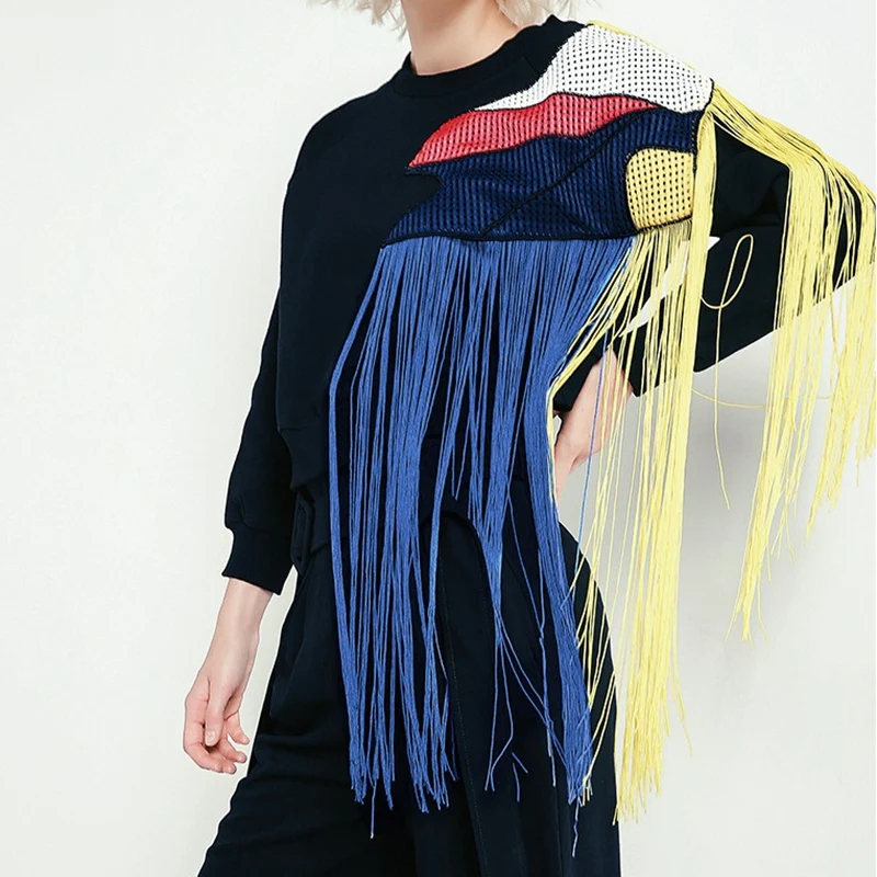 Autumn Winter New Fashion Round Neck Splicing Tassel Long Sleeve Loose Thick Personality Women Tops
Autumn Winter New Fashion Round Neck Splicing Tassel Long Sleeve Loose Thick Personality Women Tops