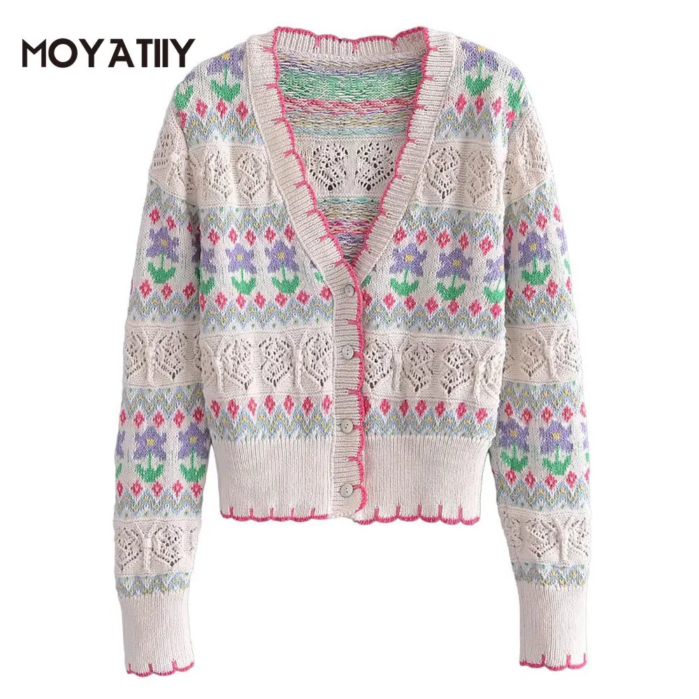 MOYATIIY Women 2022 Fashion Cardigan Sweater Vinatge Floral Jacquard Pattern Spring Sweaters Long Sleeve Female Tops Outwear
MOYATIIY Women 2022 Fashion Cardigan Sweater Vinatge Floral Jacquard Pattern Spring Sweaters Long Sleeve Female Tops Outwear