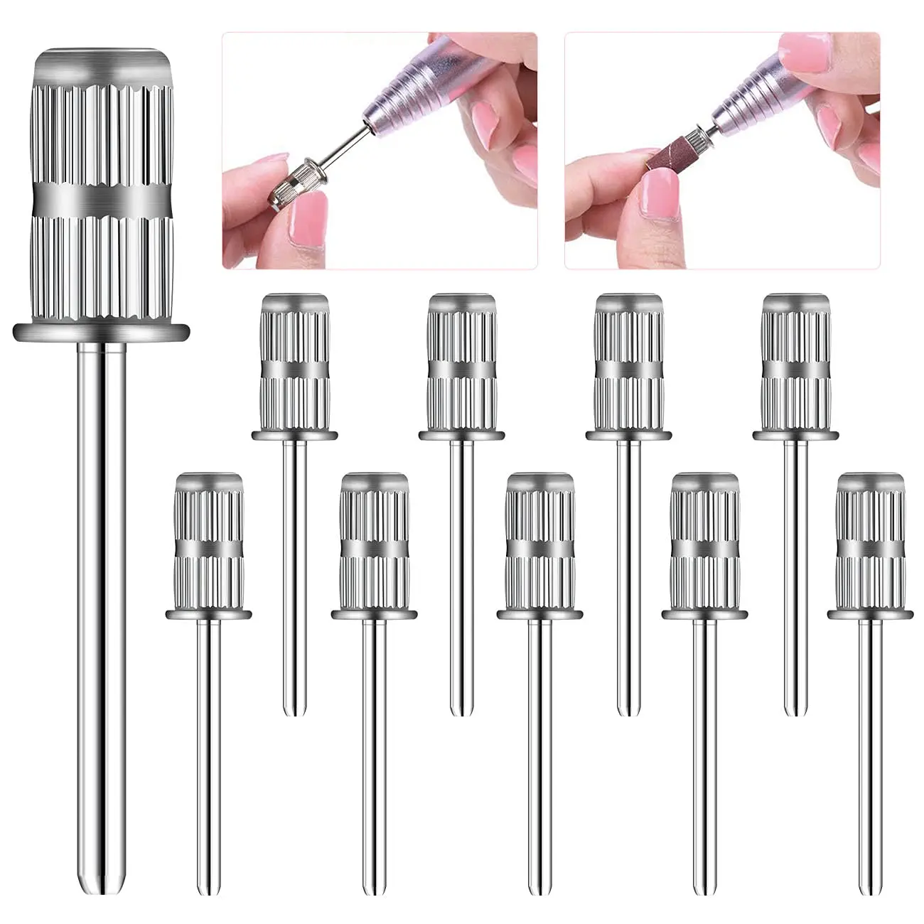 10 PCS Mandrel Drill Bit for Nail Sanding Caps Standard Replacement Head to Nails Sanding Bands Silver Stainless Steel Shank
10 PCS Mandrel Drill Bit for Nail Sanding Caps Standard Replacement Head to Nails Sanding Bands Silver Stainless Steel Shank
