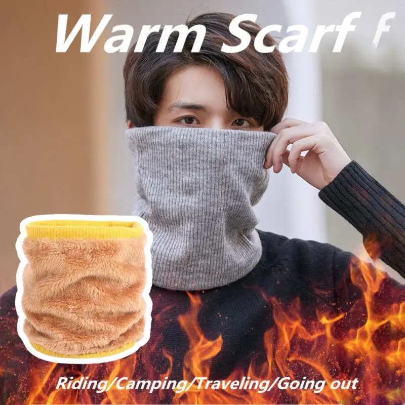 

Winter Warm Scarf Cashmere Scarf Self Neck Gaiter Heating Knitting Collar Thickening Riding Towel Neck Gaiter For Universal Cap