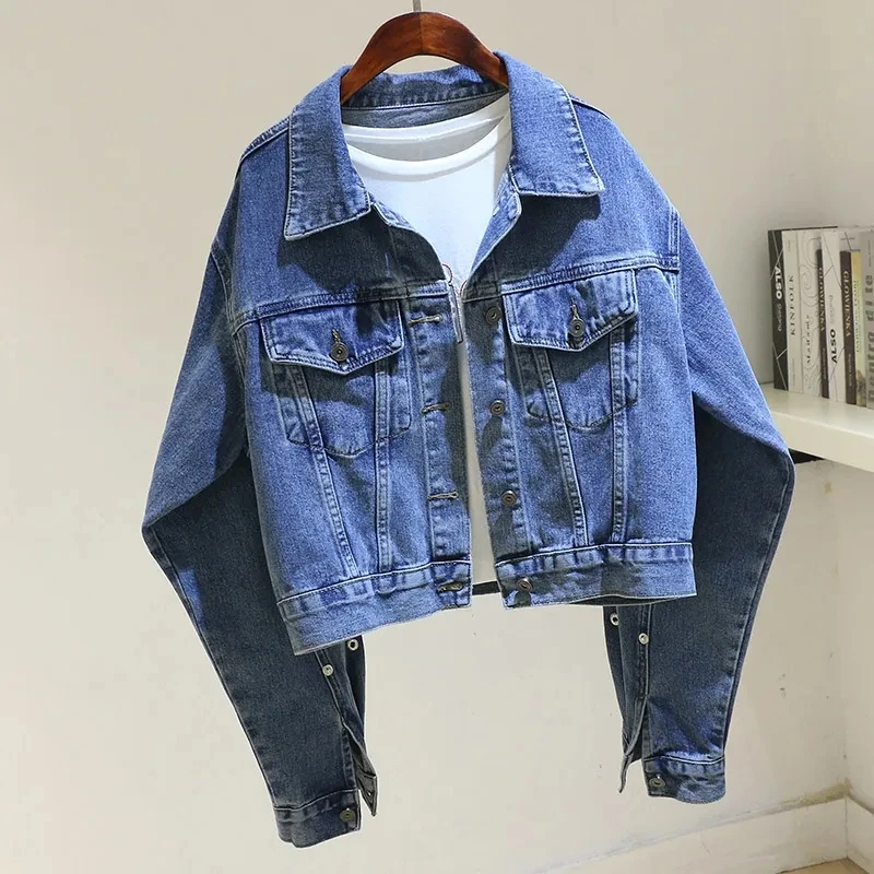 Women Clothes High End Vintage Blue Denim Jacket Spring Autumn Single-breasted Double Pockets Cowboy Outwear Female Basic Coats
Women Clothes High End Vintage Blue Denim Jacket Spring Autumn Single-breasted Double Pockets Cowboy Outwear Female Basic Coats
