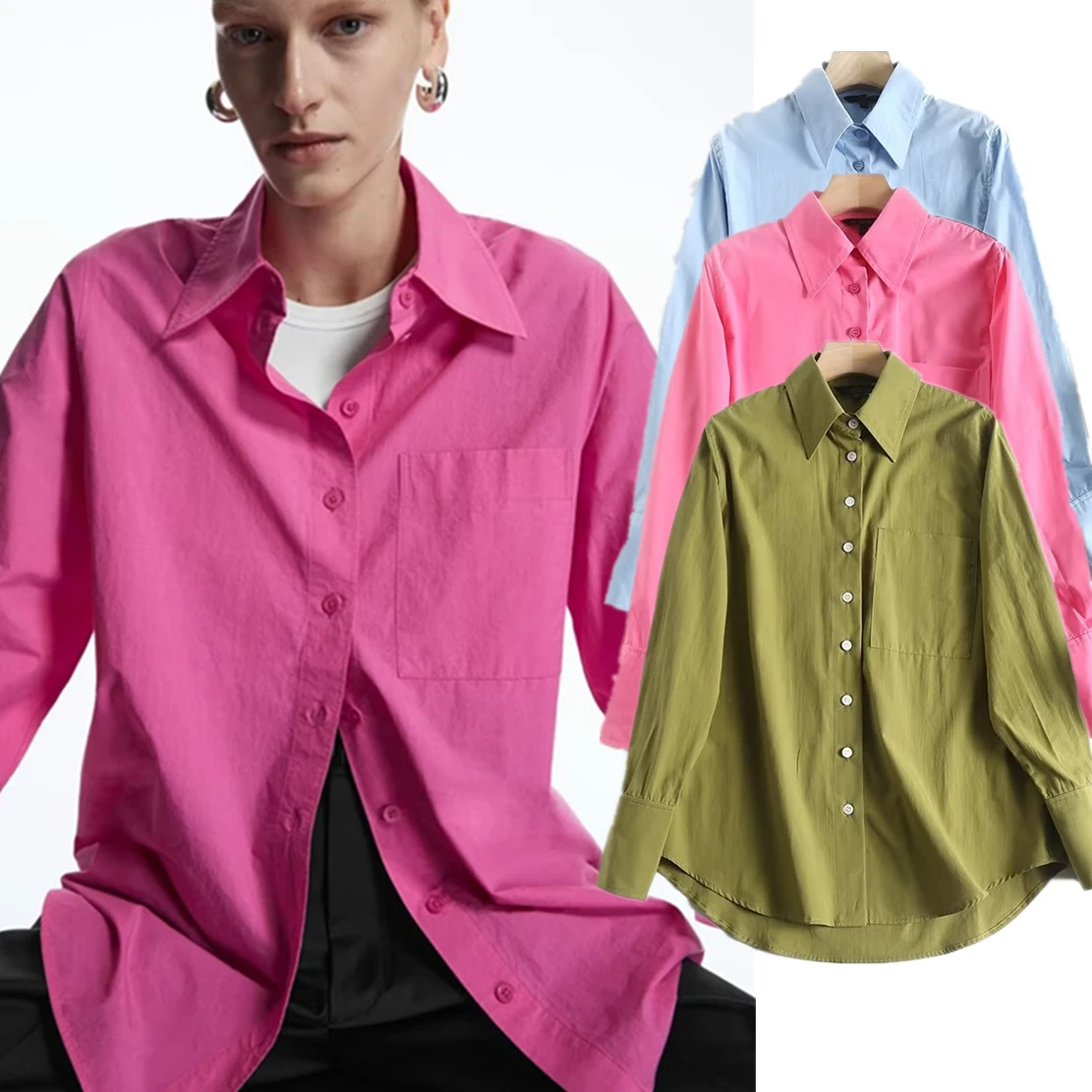 Elmsk Spring 2023 Casual Blouse Women's Cotton Tops New Solid Color Shirt
Elmsk Spring 2023 Casual Blouse Women's Cotton Tops New Solid Color Shirt
