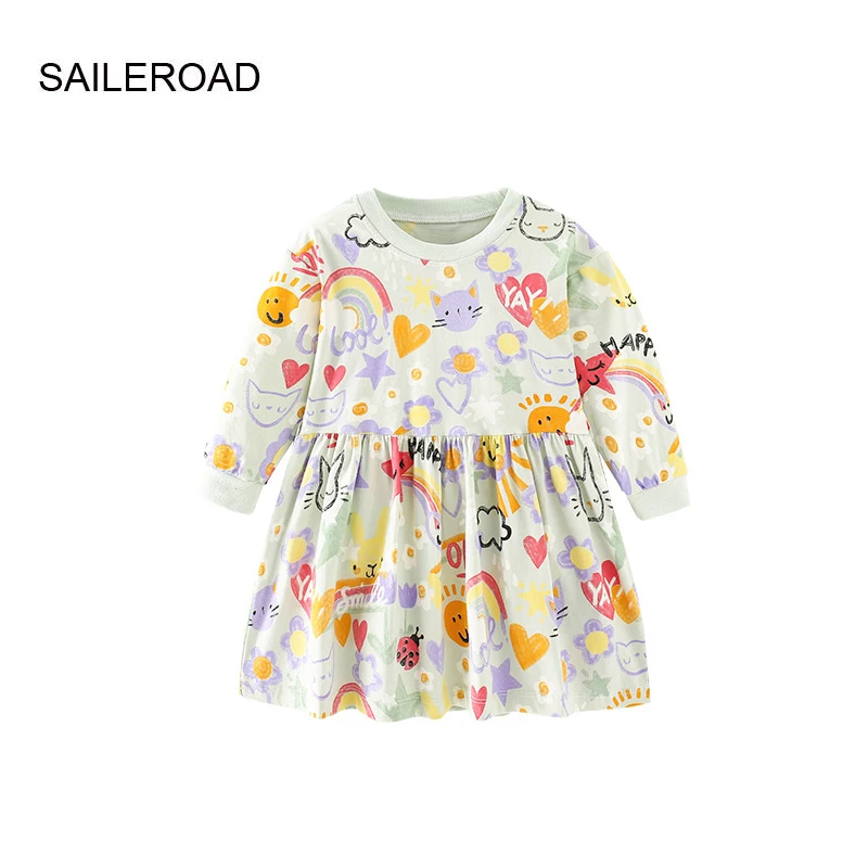 SAILEROAD 2-7 Years Rainbow Designs Dresses Children Long Sleeve Dress Outfit Baby Girls Princess Dress Cotton Kids Clothes
SAILEROAD 2-7 Years Rainbow Designs Dresses Children Long Sleeve Dress Outfit Baby Girls Princess Dress Cotton Kids Clothes
