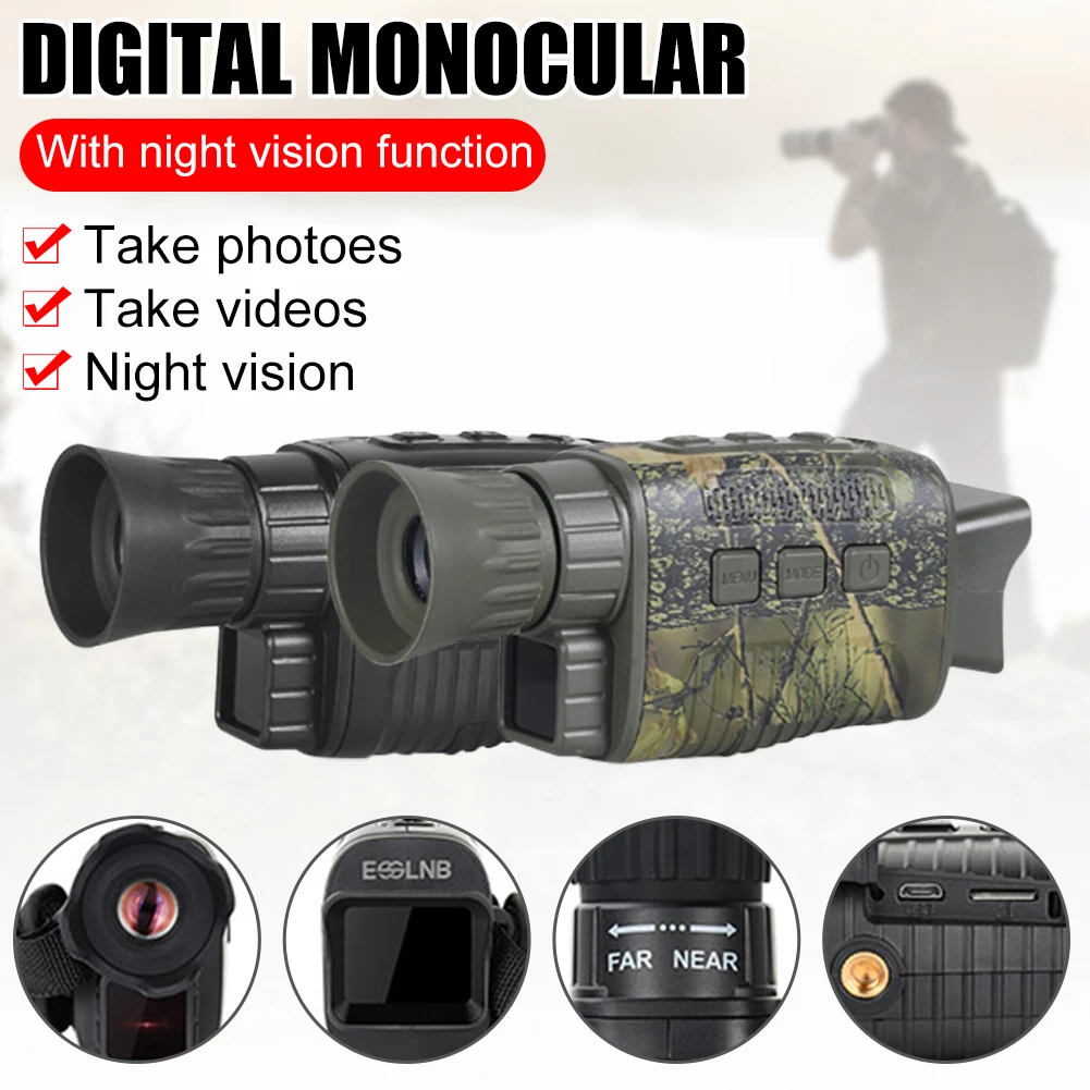 1.5inch LCD Digital Monocular 5x Zoom 850NM Day Night Vision USB Rechargeable Telescope for Bird Watching
1.5inch LCD Digital Monocular 5x Zoom 850NM Day Night Vision USB Rechargeable Telescope for Bird Watching