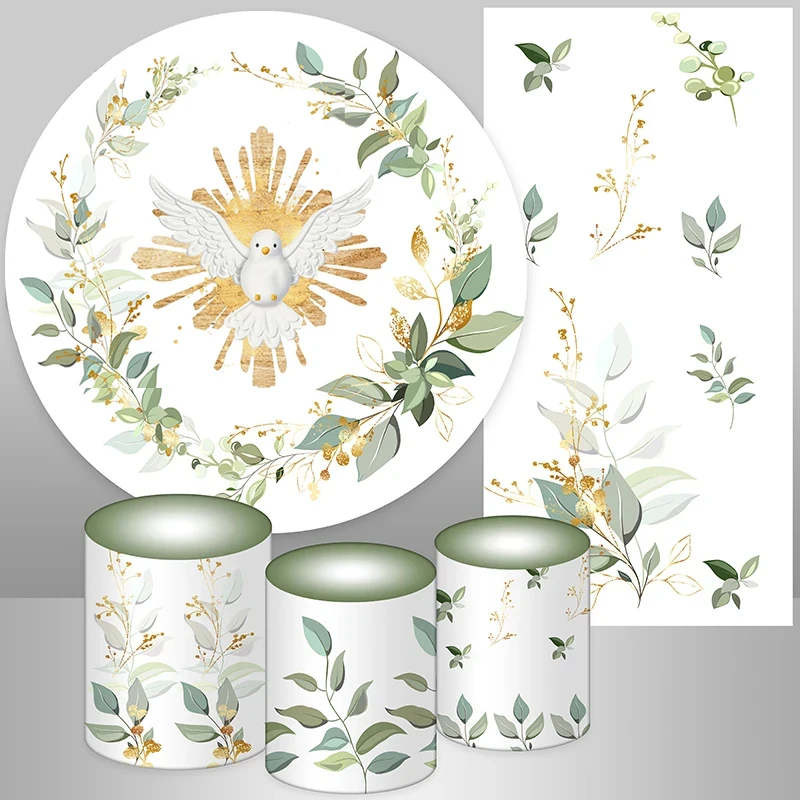 Round Backdrop First Holy Communion Dove Leaves Baby Shower Christening Party Decoration My Baptism Circle Background Covers
Round Backdrop First Holy Communion Dove Leaves Baby Shower Christening Party Decoration My Baptism Circle Background Covers