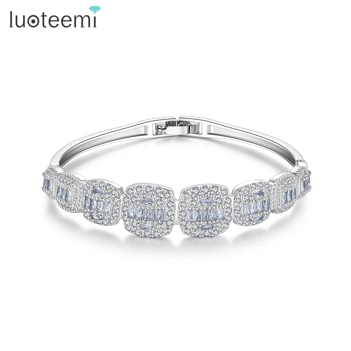 LUOTEEMI Brand Design Clear Cubic Zircon Paved Square Shape Bangles for Women Bride Wedding Party Female Fashion Jewellery Gift
LUOTEEMI Brand Design Clear Cubic Zircon Paved Square Shape Bangles for Women Bride Wedding Party Female Fashion Jewellery Gift