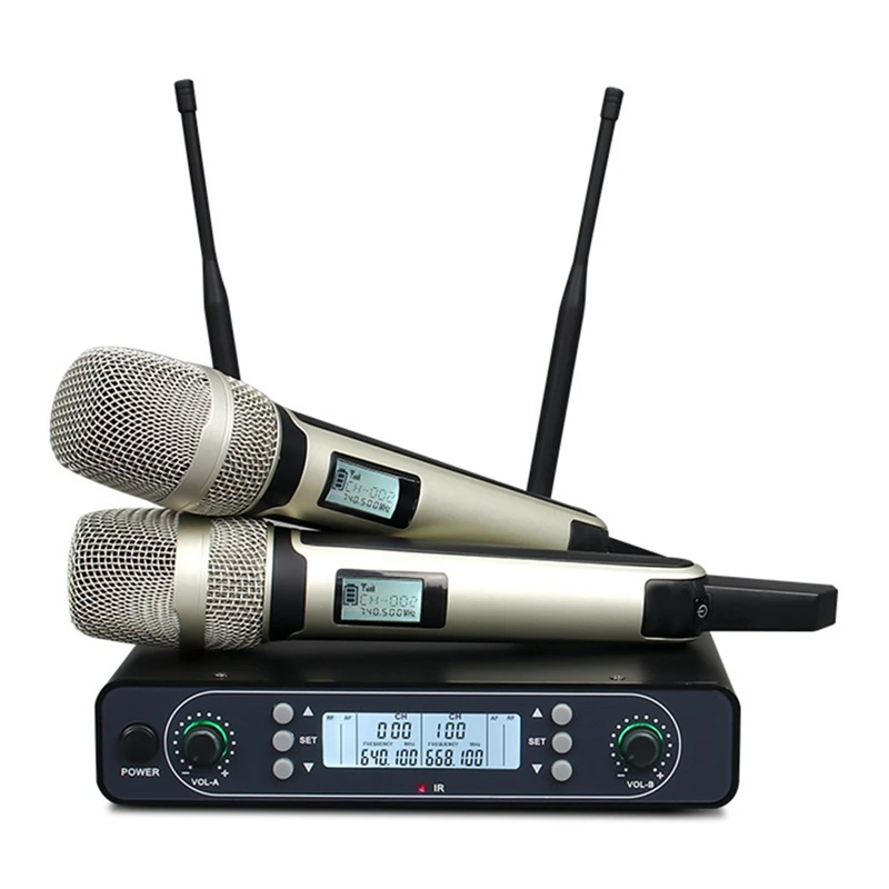 UHF Wireless Dual Channel Handheld Professional Wireless Microphone System Karaoke Stage Performance
UHF Wireless Dual Channel Handheld Professional Wireless Microphone System Karaoke Stage Performance
