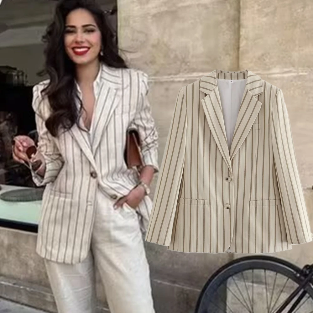 Jenny&Dave 2023 Ins Blogger Striped Casual Suit Jacket New Fashion Ladies Retro Beige Blazers
Jenny&Dave 2023 Ins Blogger Striped Casual Suit Jacket New Fashion Ladies Retro Beige Blazers
