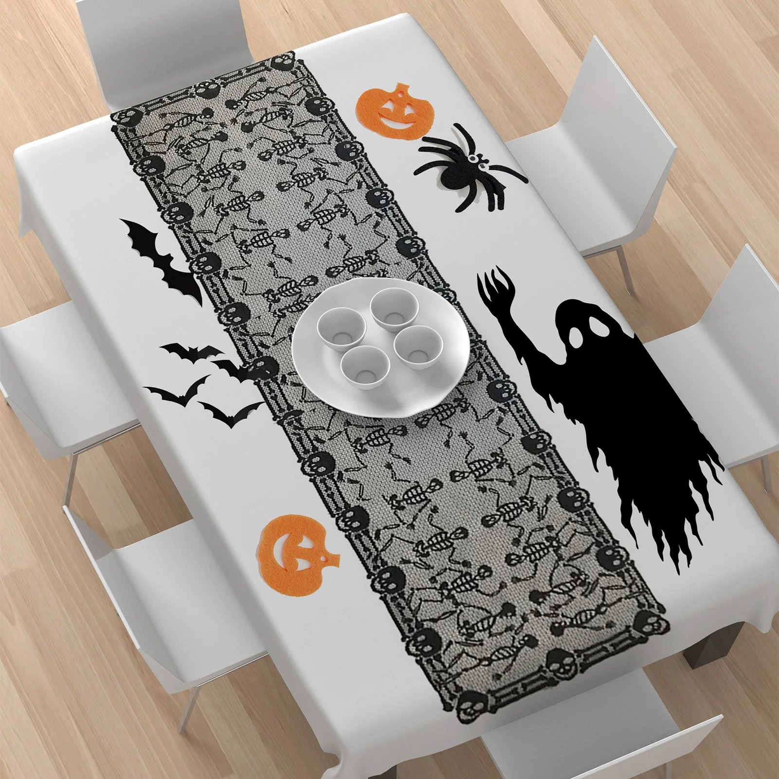 Dancing Skeleton Skull Pattern Halloween Table Runner Halloween Black Lace Table Runner Halloween Festival Party Table Decor
Dancing Skeleton Skull Pattern Halloween Table Runner Halloween Black Lace Table Runner Halloween Festival Party Table Decor