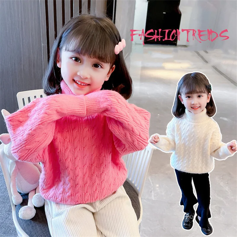 Свитер для девочек, шерстяное пальто, трикотажная одежда 2022, плотный теплый пуловер из хлопка с высоким воротником для зимы и осени, детская одежда 
Свитер для девочек, шерстяное пальто, трикотажная одежда 2022, плотный теплый пуловер из хлопка с высоким воротником для зимы и осени, детская одежда