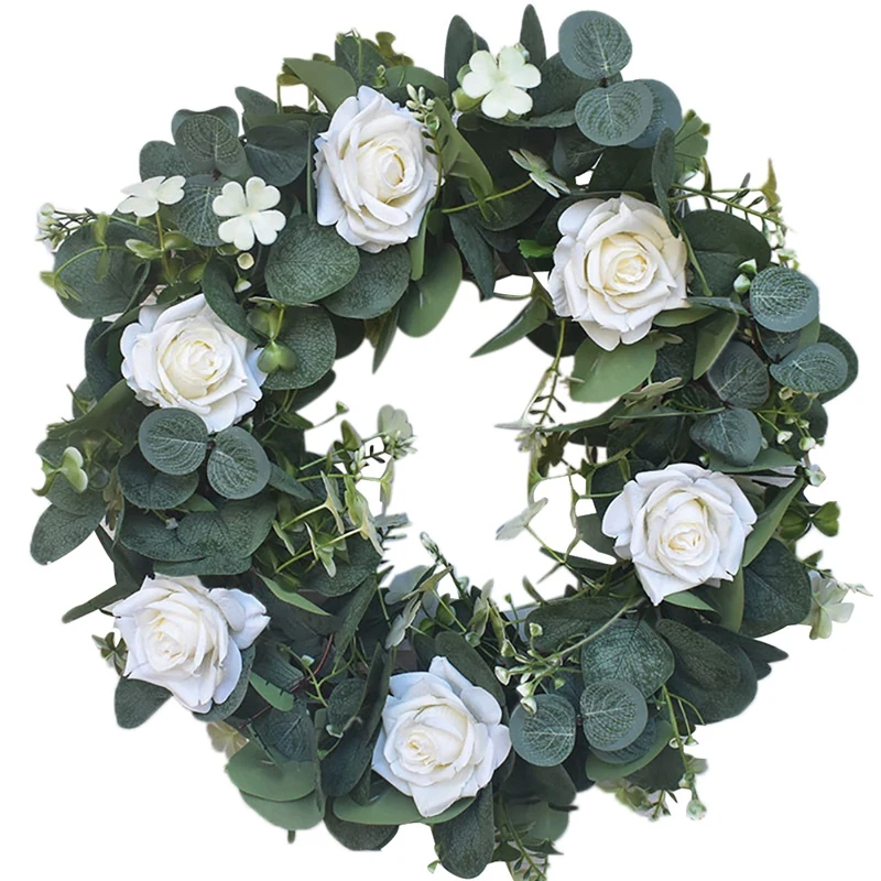 Artificial Eucalyptus Wreath,Green Wreath With Four Leaf Clover And White Rose For Front Door Window Home Festival Party
Artificial Eucalyptus Wreath,Green Wreath With Four Leaf Clover And White Rose For Front Door Window Home Festival Party