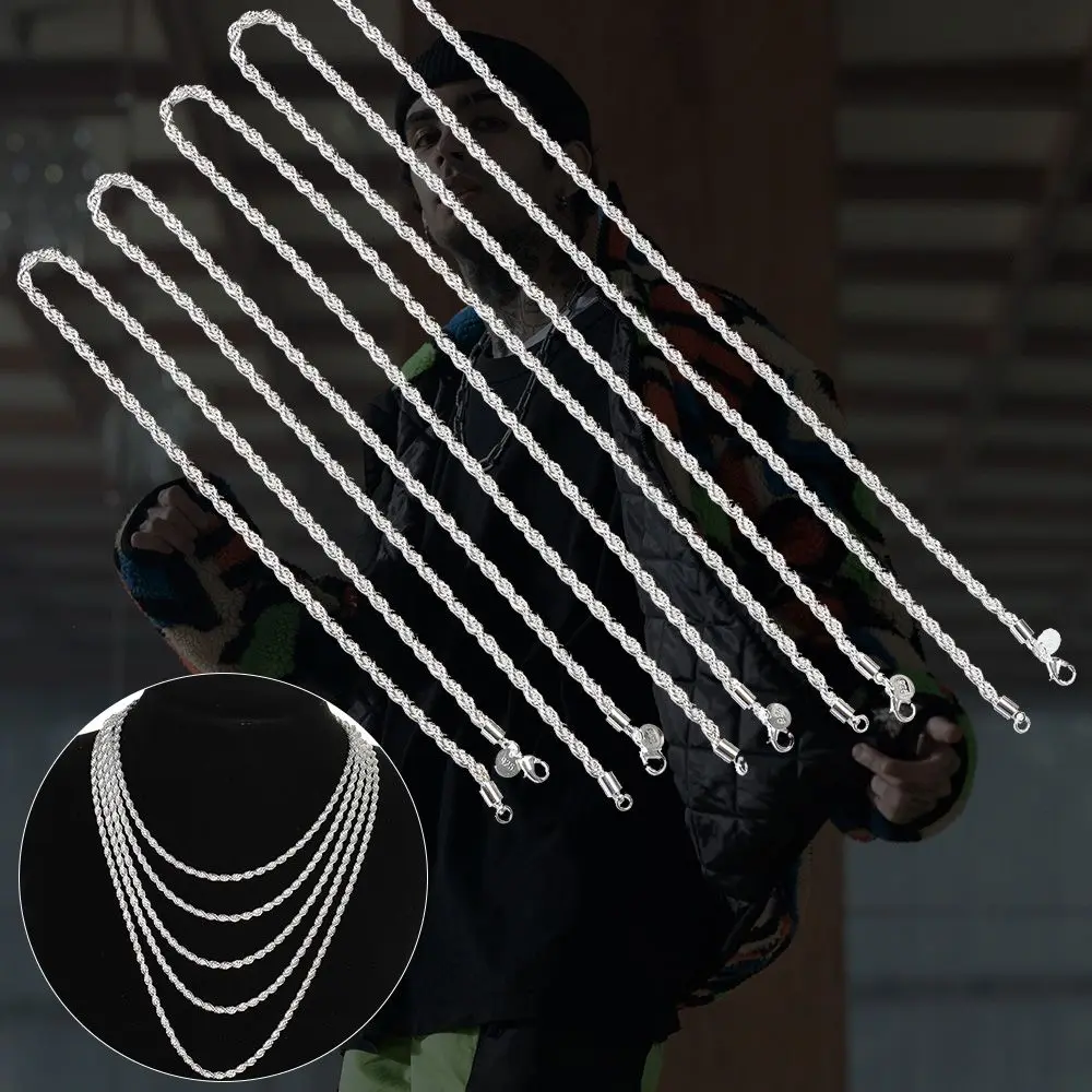 Christmas Gift 4mm Men Women Twisted Rope Chain Necklace Diamond Cut Waterproof 925 Sterling Silver
Christmas Gift 4mm Men Women Twisted Rope Chain Necklace Diamond Cut Waterproof 925 Sterling Silver