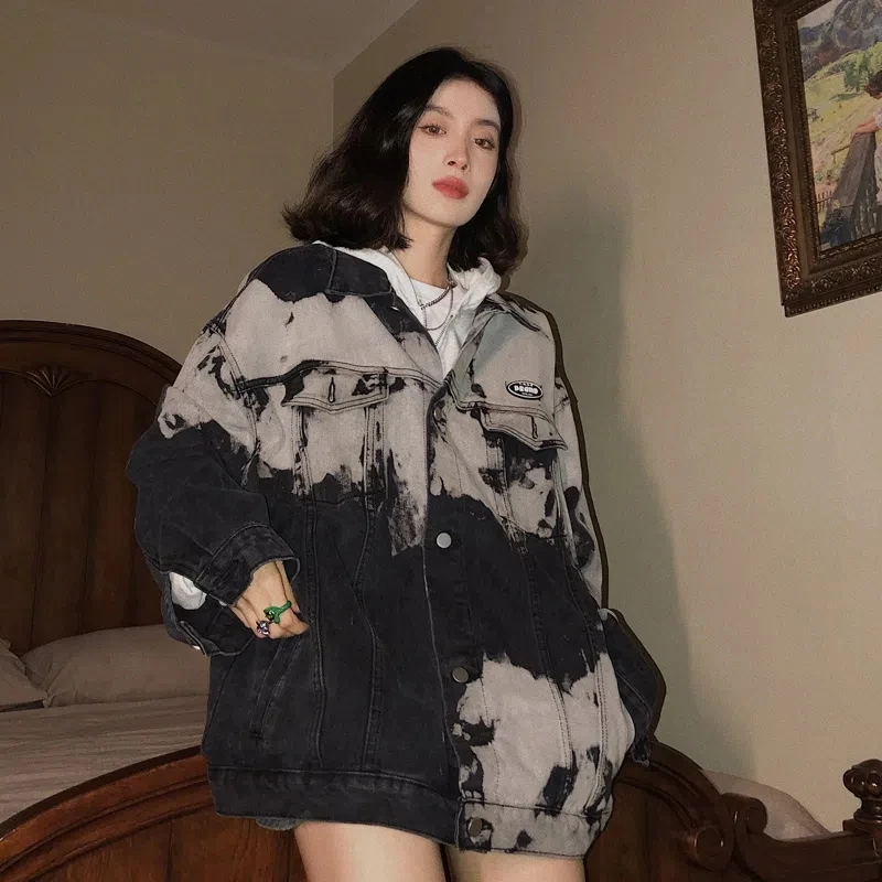 Deeptown Harajuku Black Tie Dye Denim Jackets Women Korean Streetwear Oversize Pink Cargo Jacket Chic Vintage Loose Coat Female
Deeptown Harajuku Black Tie Dye Denim Jackets Women Korean Streetwear Oversize Pink Cargo Jacket Chic Vintage Loose Coat Female