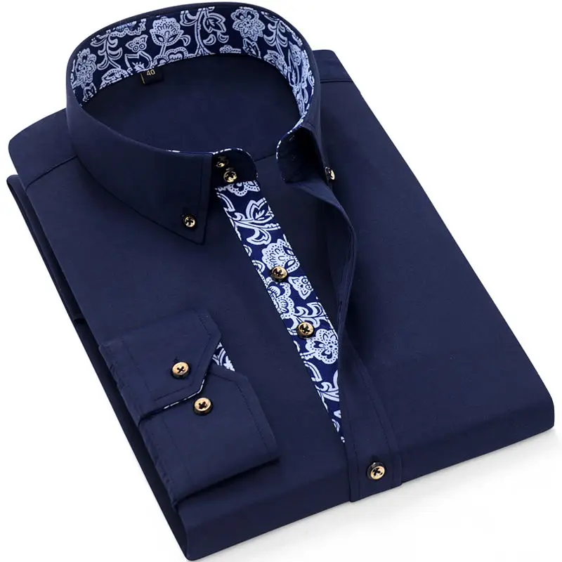 Slim Fit Shirts for Men Porcelain Printed Collar Business Casual Shirt Long Sleeve Korean Solid White Shirt Male Cotton Camicia
Slim Fit Shirts for Men Porcelain Printed Collar Business Casual Shirt Long Sleeve Korean Solid White Shirt Male Cotton Camicia