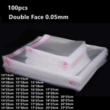 100pcs Transparent Plastic Bags For Gift Packaging Pouch Candy Cellophane T-Shirt Clothing Waterproof Storage Self Adhesive Bag