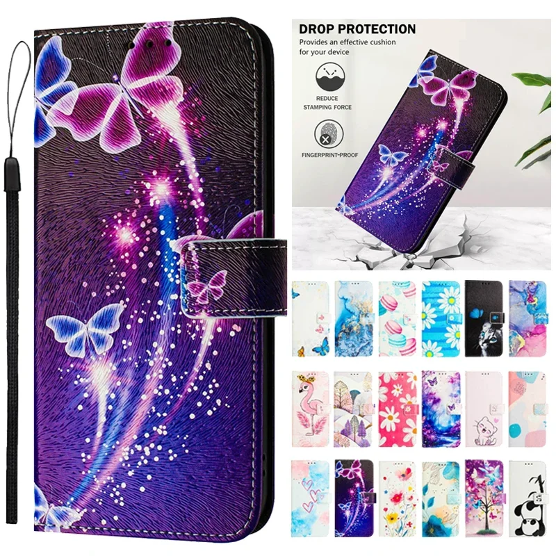 Кожаный чехол Poco X6 Neo для Xiaomi чехол-бумажник с росписью PocoX6 X 6 Pro X6Neo чехлы