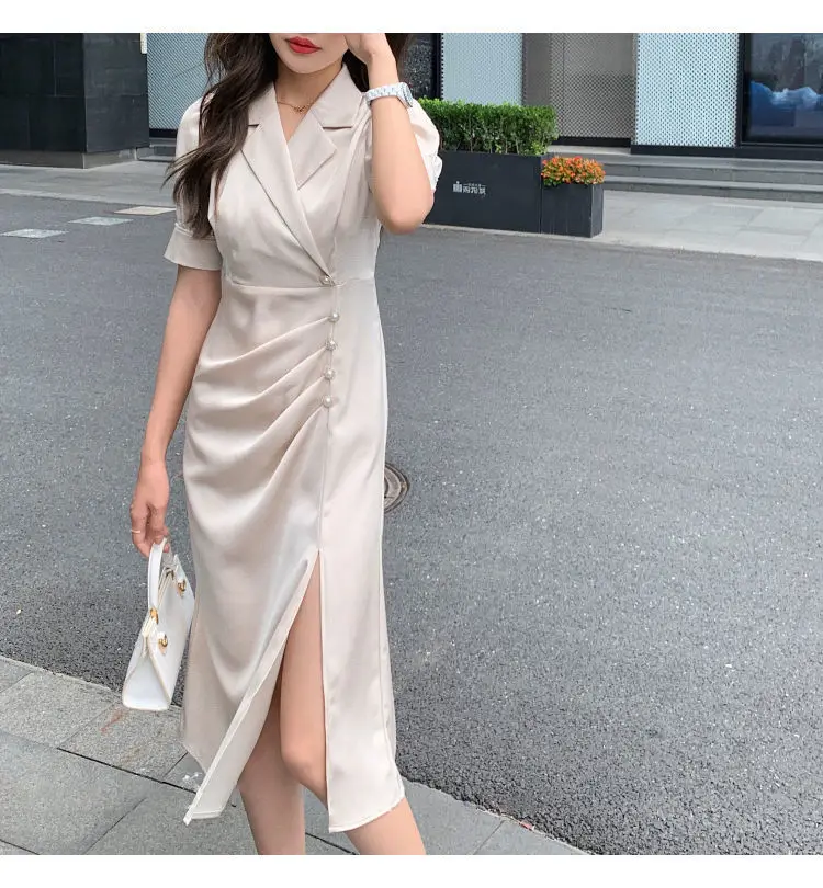 Women Elegant Chic Waist Split Midi Suit Dress Summer Female Casual Office Lady Short Sleeve Long Dresses Clothes Y2k Vestidos
Women Elegant Chic Waist Split Midi Suit Dress Summer Female Casual Office Lady Short Sleeve Long Dresses Clothes Y2k Vestidos