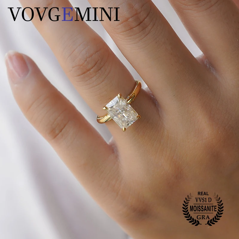 

VOVGEMINI настоящий муассанит обручальное кольцо подлинное 18 K Золотые женские кольца ювелирные изделия 3ct 7*9 мм блестящие VVS1 D цветные драгоценные камни