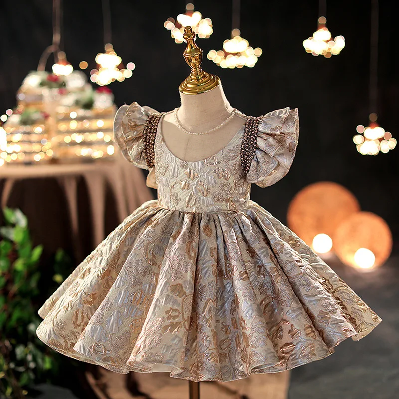 Flower Girl Dresses Birthday Party Children Clothes Prom Ruffle Sleeve Satin Three-dimensional Pattern Champagne Puffy Skirt
Flower Girl Dresses Birthday Party Children Clothes Prom Ruffle Sleeve Satin Three-dimensional Pattern Champagne Puffy Skirt