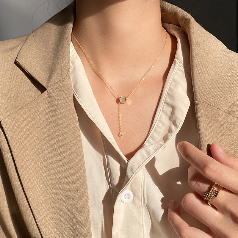 Women's Zircon Opal Pendant Necklace Clavicle Chain Jewelry Accessory Stainless Steel Gold Chain Necklace Wedding Gift
Women's Zircon Opal Pendant Necklace Clavicle Chain Jewelry Accessory Stainless Steel Gold Chain Necklace Wedding Gift