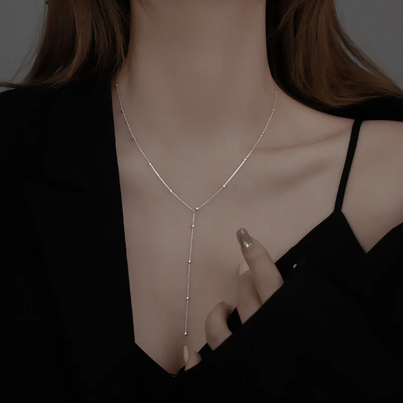 Women Clavicle Chain Long Necklaces Round Bead Tassel Necklace Wedding Gift
Women Clavicle Chain Long Necklaces Round Bead Tassel Necklace Wedding Gift