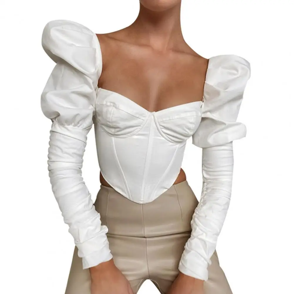 2022 Elegant Women Blouse Skinny Casual Square Collar Pleated Puff Long Sleeve Female Cropped Corset Top Women Streetwear
2022 Elegant Women Blouse Skinny Casual Square Collar Pleated Puff Long Sleeve Female Cropped Corset Top Women Streetwear