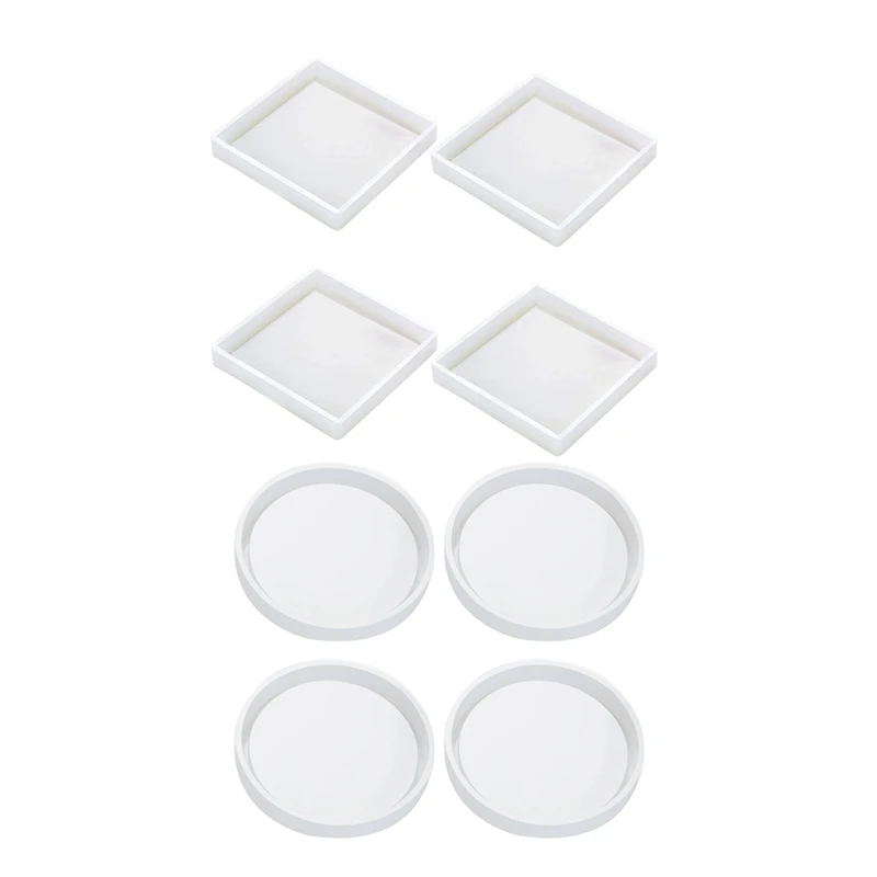 8 Pcs Silicone Mold: 4 Pcs Square Molds & 4 Pcs Round Coaster Silicone Mold, For Casting With Resin, Cement
8 Pcs Silicone Mold: 4 Pcs Square Molds & 4 Pcs Round Coaster Silicone Mold, For Casting With Resin, Cement