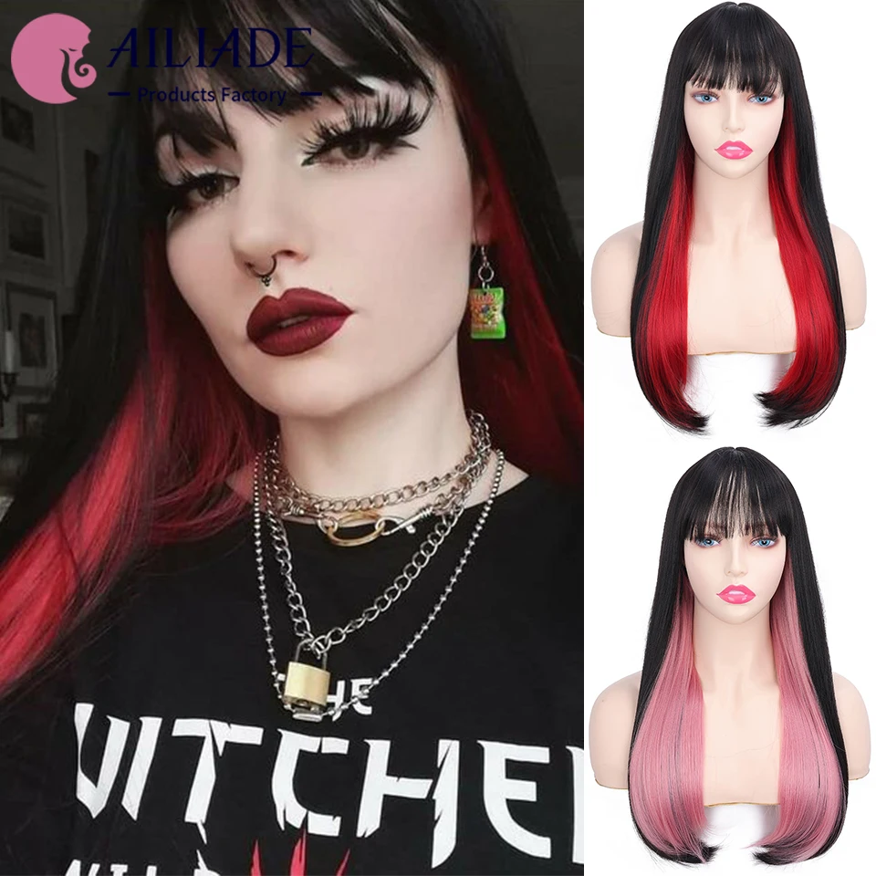 AILIADE Long Straight Lolita Wigs with Bangs Black Red Pink Synthetic Wigs For Women Party Cosplay Heat Resistant Wigs
AILIADE Long Straight Lolita Wigs with Bangs Black Red Pink Synthetic Wigs For Women Party Cosplay Heat Resistant Wigs
