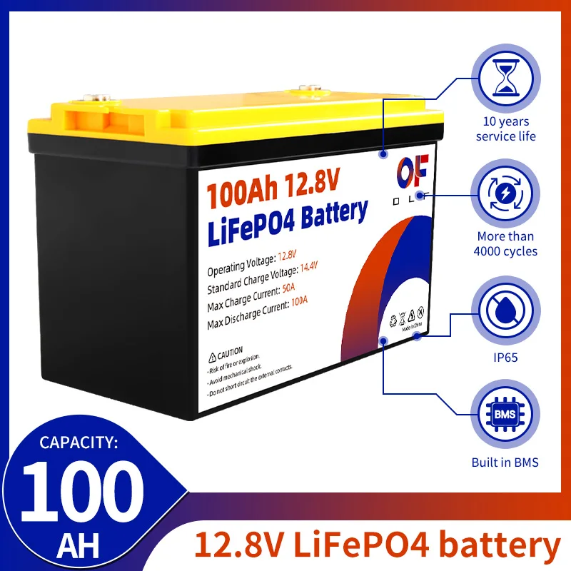 LiFePO4 Battery Pack Deep Cycle Battery Grade A 12V 100Ah Lithium Iron Phosphate Built-in BMS For RV Boat Golf Cart Solar Power
LiFePO4 Battery Pack Deep Cycle Battery Grade A 12V 100Ah Lithium Iron Phosphate Built-in BMS For RV Boat Golf Cart Solar Power