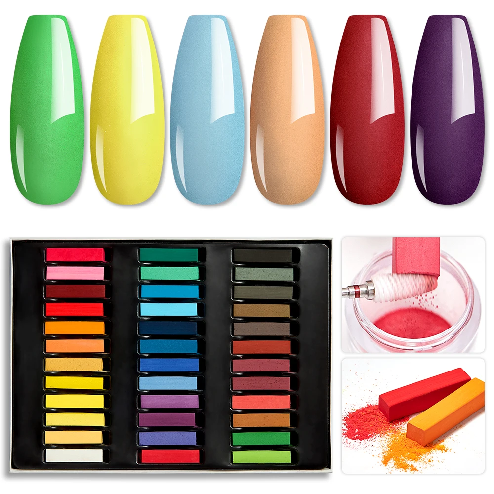 36 Colors Dyed chalk Stick Acrylic Dip Powder Nail Bright Pigment Dust Nail Powder DIY Nail Art Decoration Set Manicure Nail Kit
36 Colors Dyed chalk Stick Acrylic Dip Powder Nail Bright Pigment Dust Nail Powder DIY Nail Art Decoration Set Manicure Nail Kit