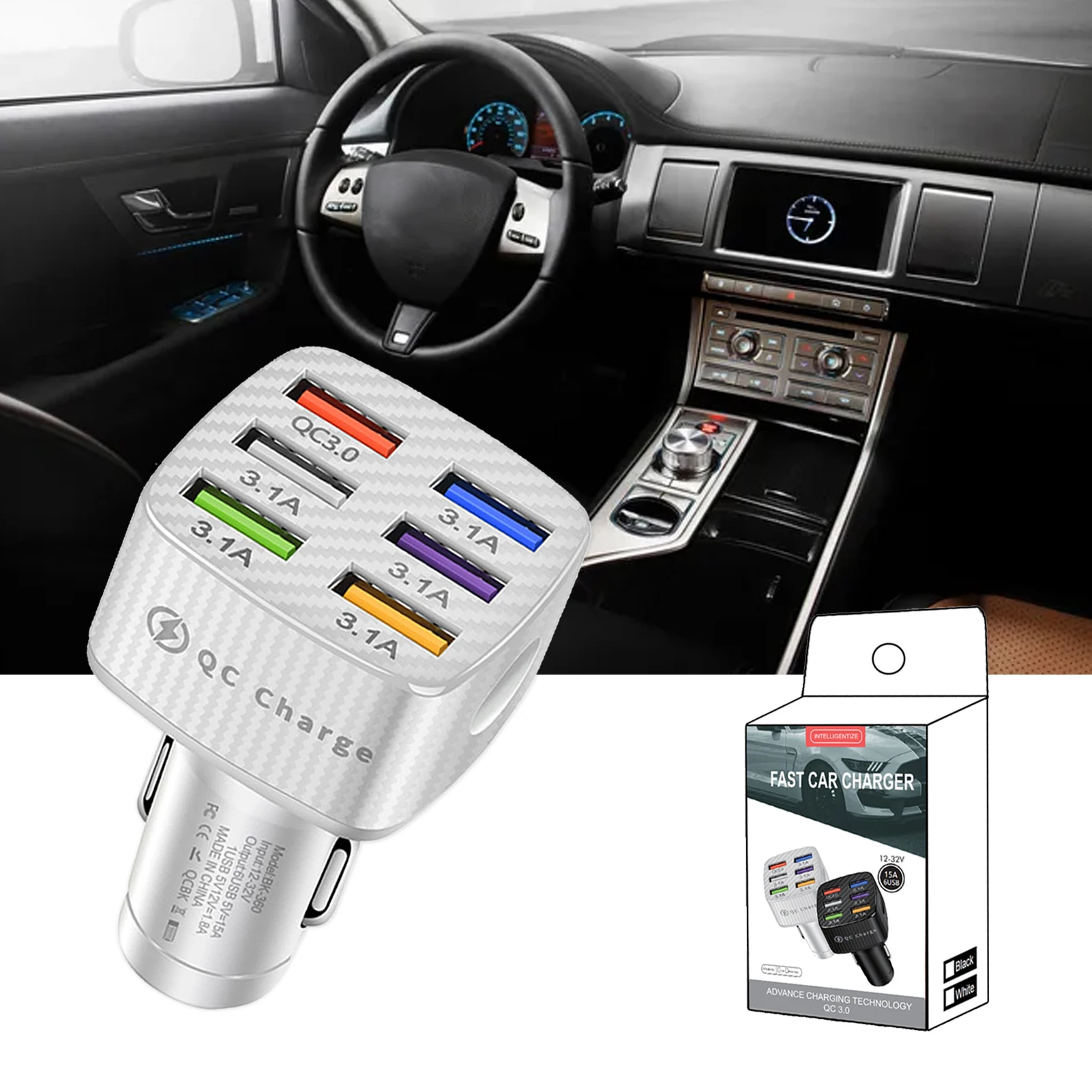 Universal Fast Car Adapter Dual 6USB Fast Mini Car Charger Compatible with Cars Trucks Off-road Vehicles Mobile Phones Tablets
Universal Fast Car Adapter Dual 6USB Fast Mini Car Charger Compatible with Cars Trucks Off-road Vehicles Mobile Phones Tablets