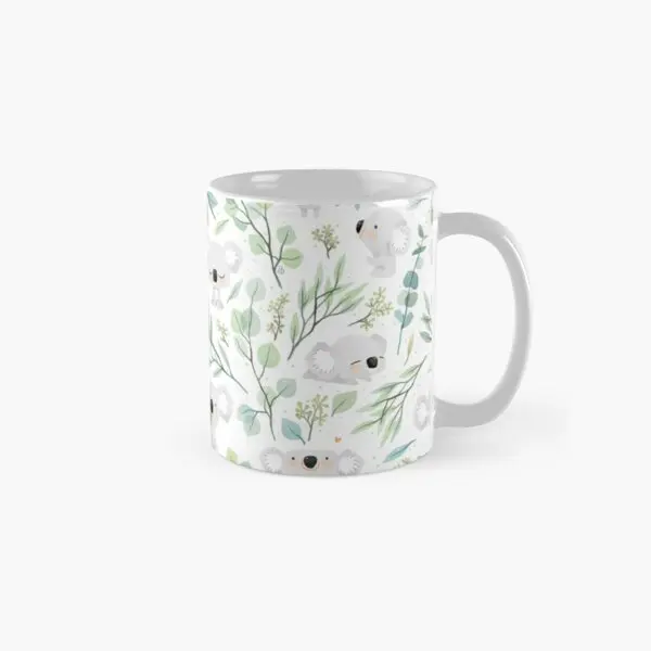 

Koala And Eucalyptus Pattern Classic Mug Picture Cup Design Printed Handle Round Photo Drinkware Coffee Gifts Image Tea Simple