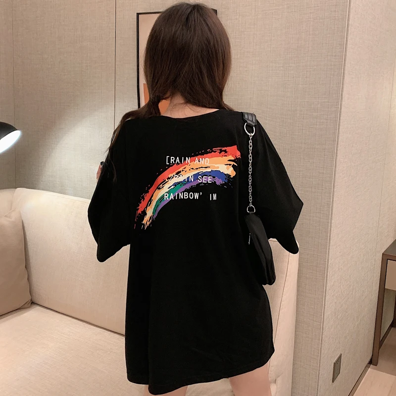 Summer Rainbow Print Short Sleeve T-shirt Harajuku Casual Vintage Top Fashion Tshirt Tee Aesthetic Black Top Female T Shirts
Summer Rainbow Print Short Sleeve T-shirt Harajuku Casual Vintage Top Fashion Tshirt Tee Aesthetic Black Top Female T Shirts