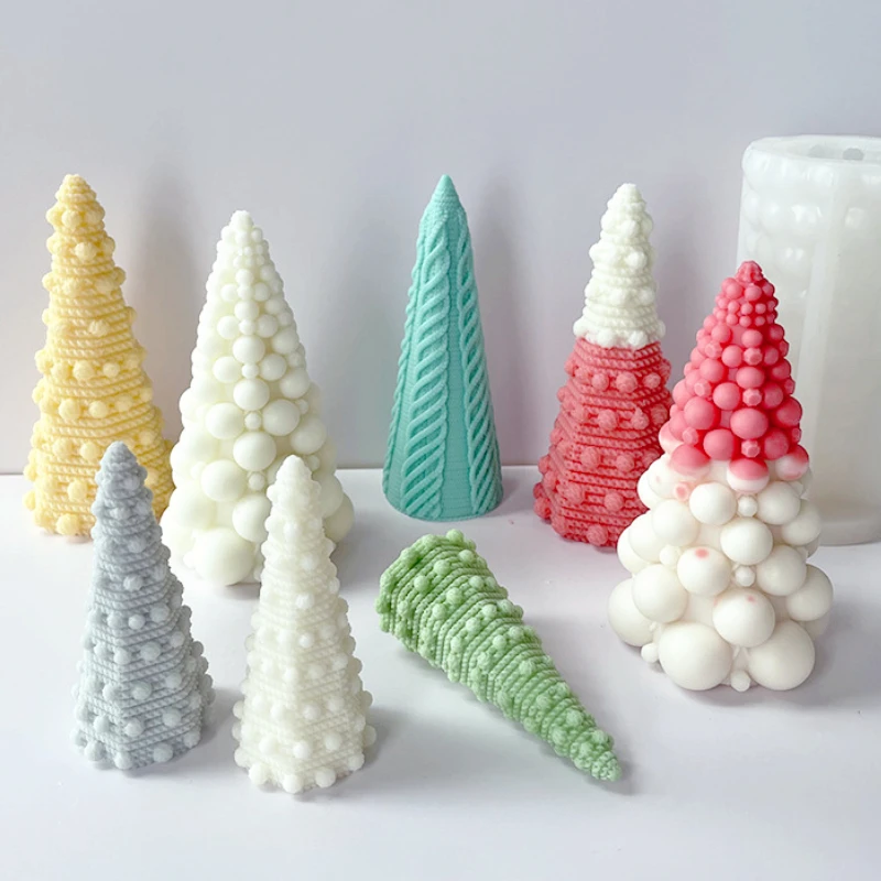 

New Knitted Bubble Ball Christmas Tree Silicone Candle Mold DIY Snowman Pine Cone Candle Making Cake Soap Mold Gifts Craft