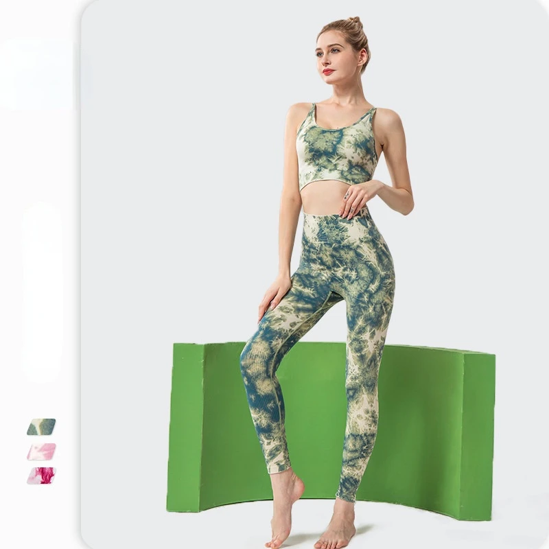 New Sports Bra Seamless Sling Underwear Printing Beautiful Back Fitness Pants Tie-Dye Yoga Set
New Sports Bra Seamless Sling Underwear Printing Beautiful Back Fitness Pants Tie-Dye Yoga Set