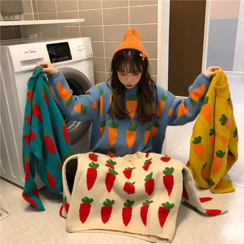 2022 new college wind sweater female student Korean version loose carrot thick net red pullover sweater jacket 
2022 new college wind sweater female student Korean version loose carrot thick net red pullover sweater jacket