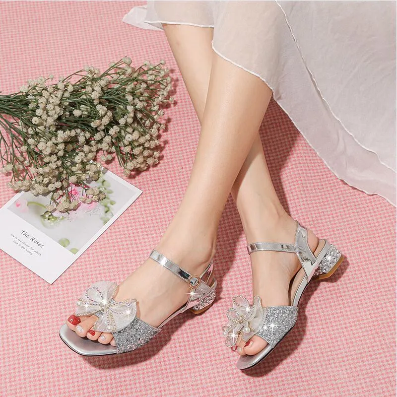 Girls High Heels for Kids Party Wedding Evening Dress Shoes 2022 Fashion Crystal Summer Princess Bowtie Girl Sandals
Girls High Heels for Kids Party Wedding Evening Dress Shoes 2022 Fashion Crystal Summer Princess Bowtie Girl Sandals