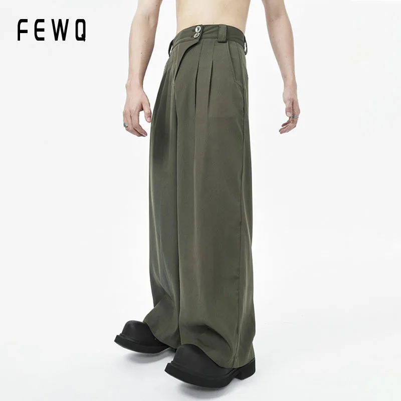 FEWQ Men Button Pleated Design Niche High-end Sagging Suit Pants Fashion Solid Color Loose Slightly Flared Casual Pants 24X1002
FEWQ Men Button Pleated Design Niche High-end Sagging Suit Pants Fashion Solid Color Loose Slightly Flared Casual Pants 24X1002