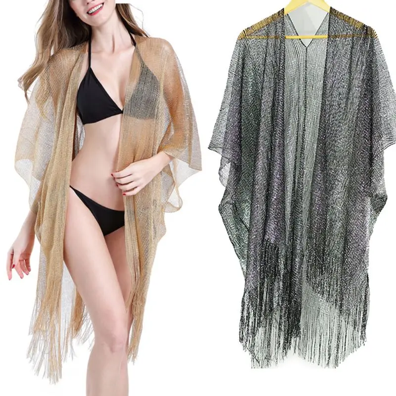 Womens Summer Metallic Glitter Solid Color Swimsuit Cover Up Long Tassels Asymme
Womens Summer Metallic Glitter Solid Color Swimsuit Cover Up Long Tassels Asymme