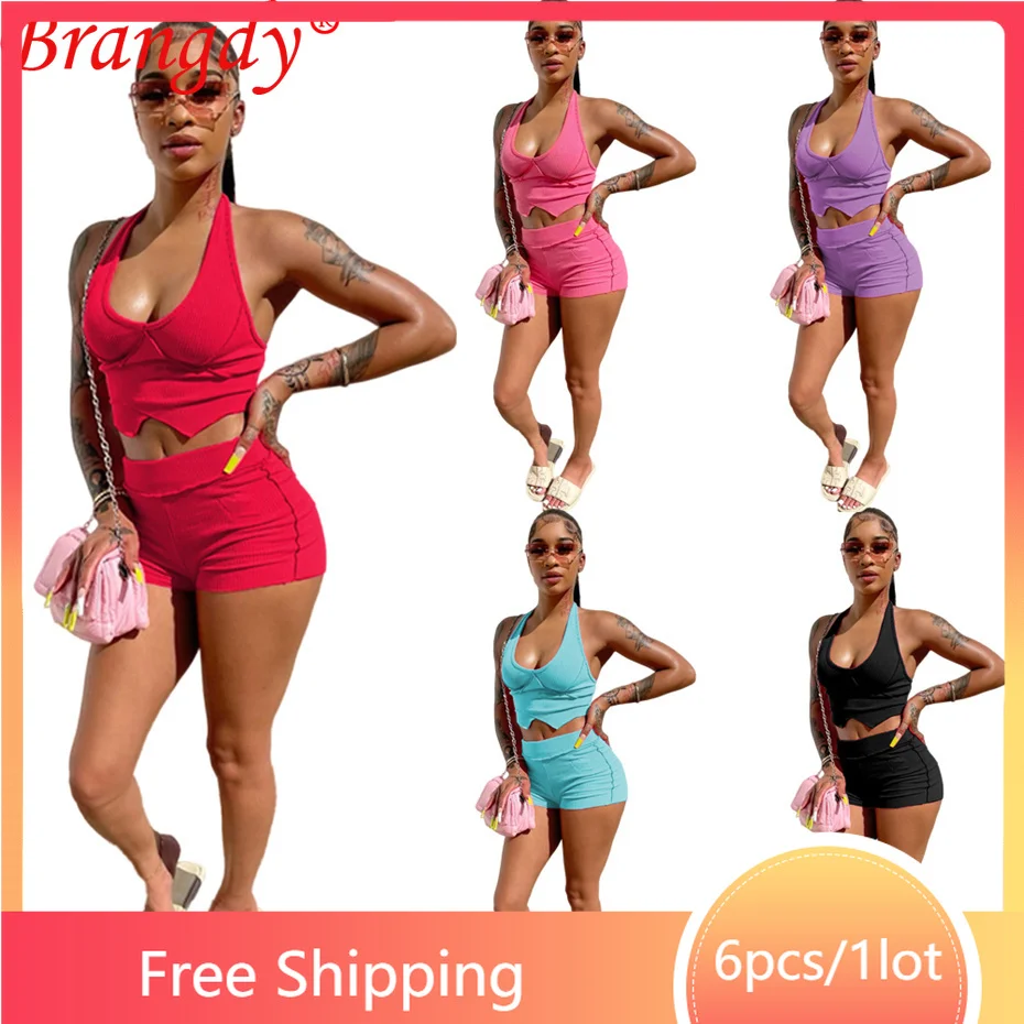 Wholesale Items for Business 2 Piece Shorts Set Outfits Summer Women Vest Tracksuit Fashion Crop Top Sport Suits B8994
Wholesale Items for Business 2 Piece Shorts Set Outfits Summer Women Vest Tracksuit Fashion Crop Top Sport Suits B8994