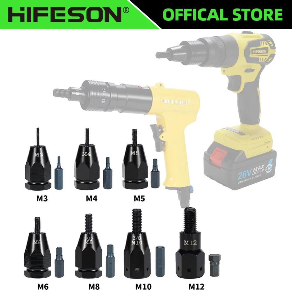 Головка-адаптер для пневматического заклепочного пистолета HIFESON M3-M12, 32/5, 3/16, 1/4, 5/16, 3/8, 1/2
Головка-адаптер для пневматического заклепочного пистолета HIFESON M3-M12, 32/5, 3/16, 1/4, 5/16, 3/8, 1/2