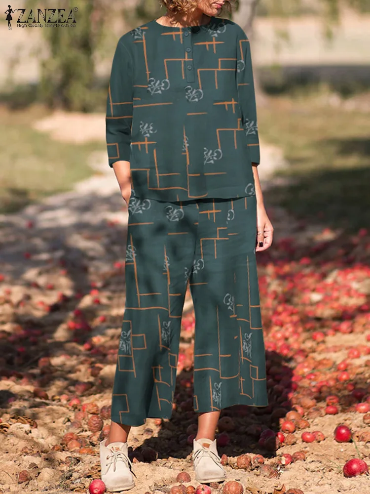 ZANZEA Oversized Summer Women Printing Matching Sets Half Sleeved O-Neck Button Blouse Casual Loose Wide Leg Pant Suits Sets
ZANZEA Oversized Summer Women Printing Matching Sets Half Sleeved O-Neck Button Blouse Casual Loose Wide Leg Pant Suits Sets