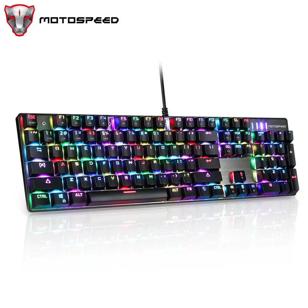 Motospeed CK104 Gaming Mechanical Keyboard 104 Key Russian English Blue Red Switch Metal Panel Wired RGB Backlit Driver Coding
Motospeed CK104 Gaming Mechanical Keyboard 104 Key Russian English Blue Red Switch Metal Panel Wired RGB Backlit Driver Coding