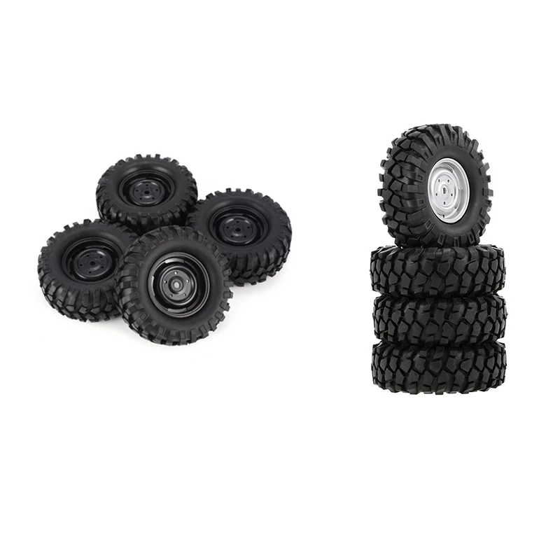 

96Mm 1.9In Plastic Wheel Rim Rubber Tires Set For 1/10 RC Crawler Car Traxxas TRX4 RC4WD D90 Axial SCX10 Tamiya CC01
