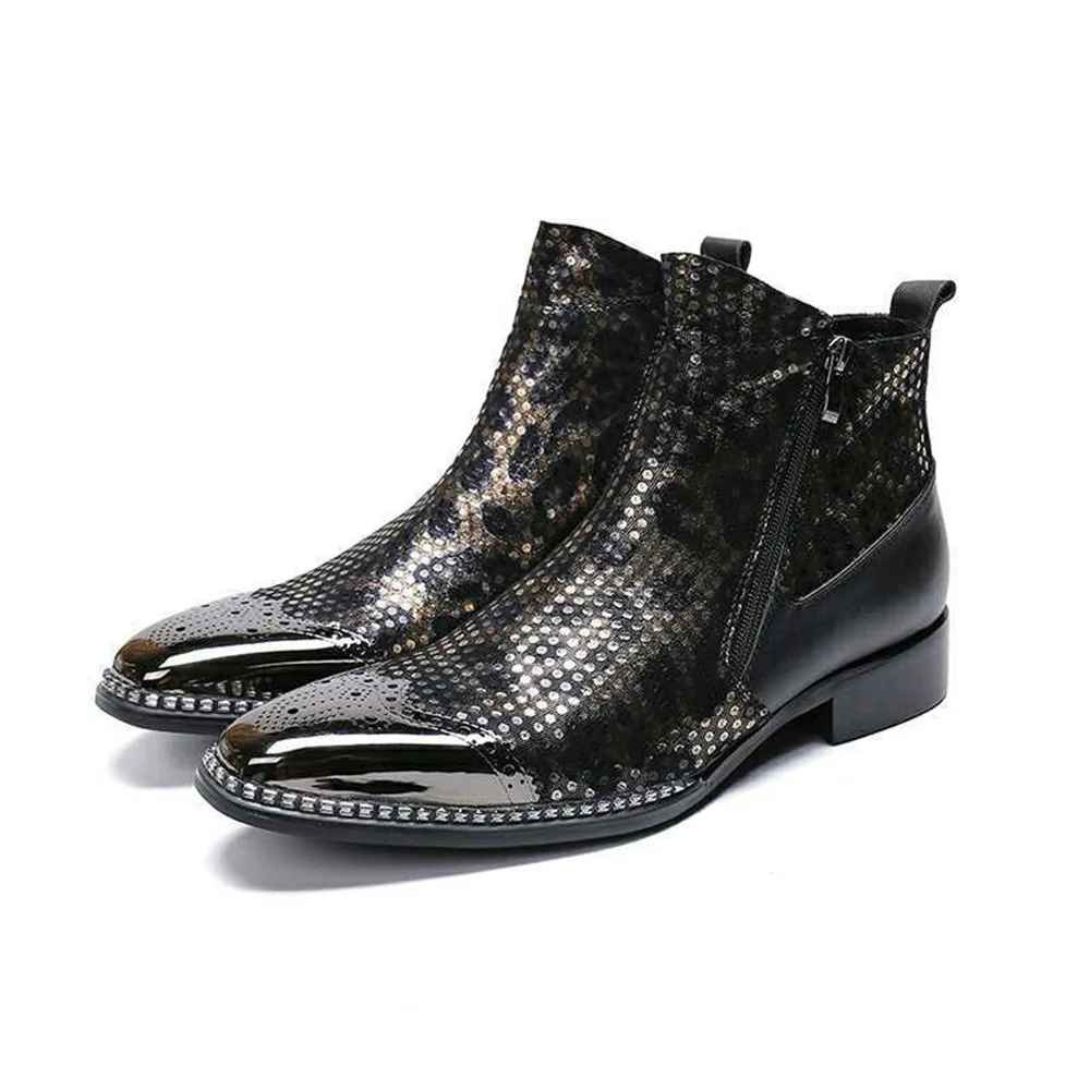Black With Metal Zipper Men Genuine Leather Pointed Toe Shining Ankle Boots Plus Size 46 Fashion Party Business Dress Shoes
Black With Metal Zipper Men Genuine Leather Pointed Toe Shining Ankle Boots Plus Size 46 Fashion Party Business Dress Shoes