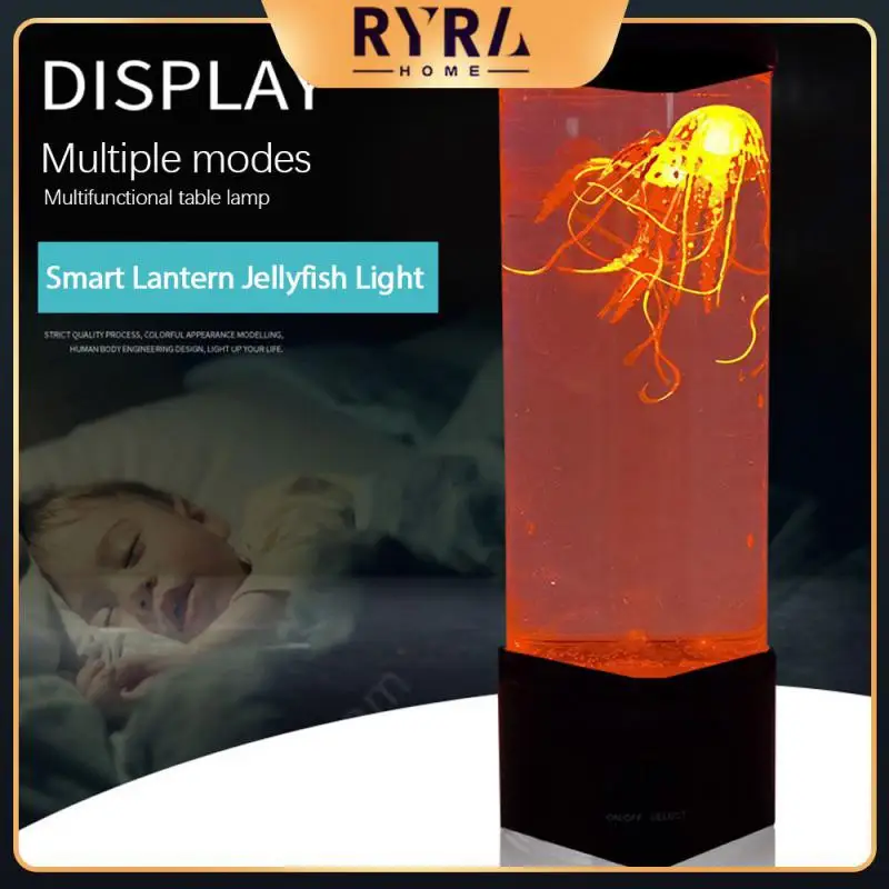 

LED Desktop Light Jellyfish Tropical Fish Aquarium Tank LED Light Relaxing Bedside Mood Atmosphere Night Light Lamp Room Decor