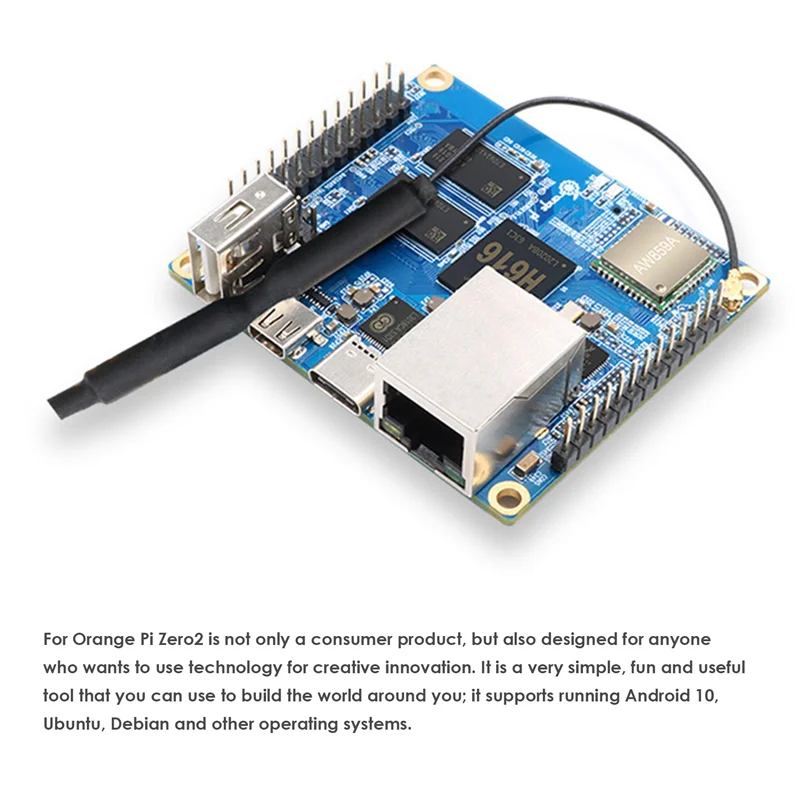 

For Orange Pi Zero 2 Development Board H616 Cortex-A53 Quad Core Development Board+Shell+HD Cable+Power Adapter US