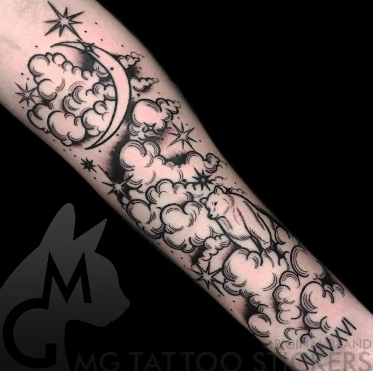 Black and White Starry Sky Polar Bear White Cloud Tattoo Sticker Festival Art Fake Tattoos Cute Hotwife Tatoo Temporary Tattoos
Black and White Starry Sky Polar Bear White Cloud Tattoo Sticker Festival Art Fake Tattoos Cute Hotwife Tatoo Temporary Tattoos