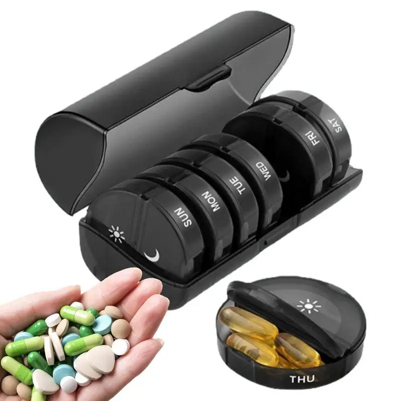 

Weekly Pill Case Travel 14 Compartments Pill Cases Pill Box With Case Travel Portable Pill Organizer Moisture Proof Pills